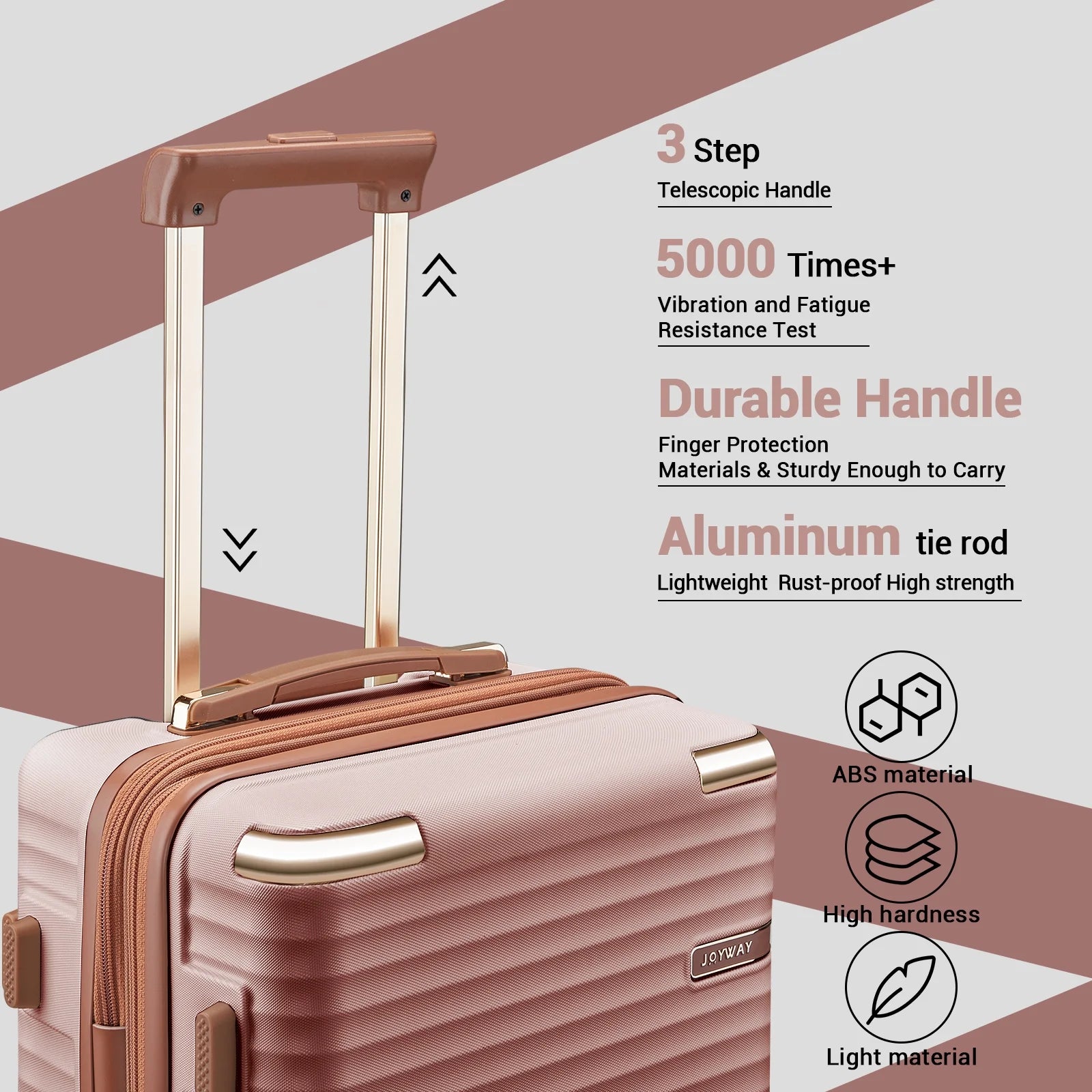 Joyway 3 - Piece Carry - on Luggage Set with Swivel TSA Lock and Leather Carry Bag