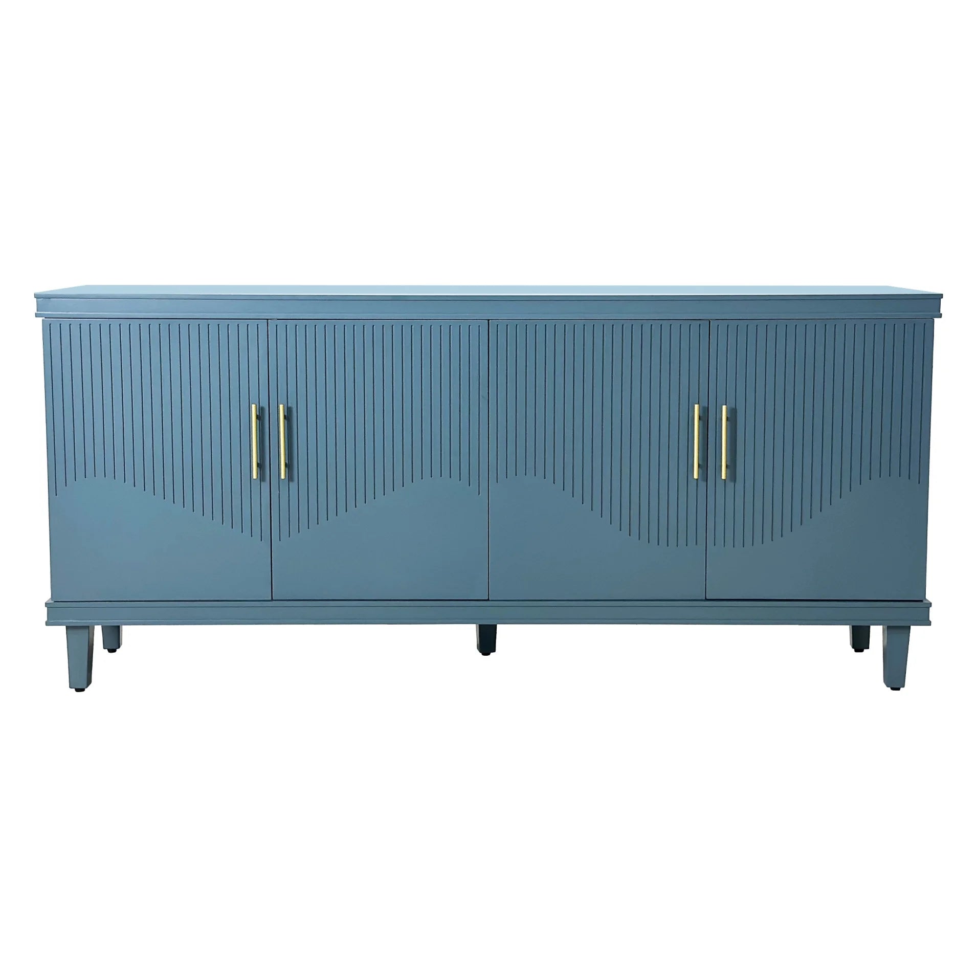 Large 4 - Door Storage Cabinet with Adjustable Shelves, Modern Multi - Room Organizer for Living Room, Kitchen, Bedroom, Hallway - Blue