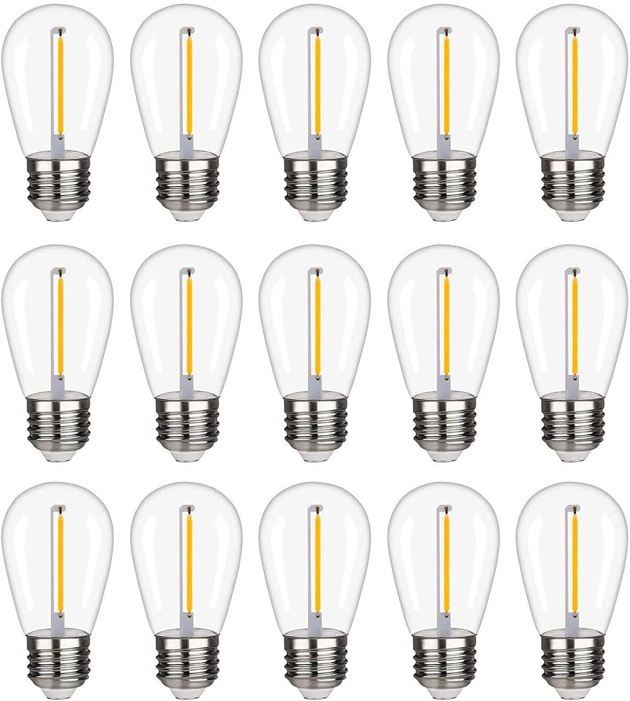 KGC Plastic S14 Replacement LED Edison Bulbs -1W Equivalent to 10W 2200K, No Glass Shatterproof & Waterproof LED Bulbs for Outdoor String Light, E26