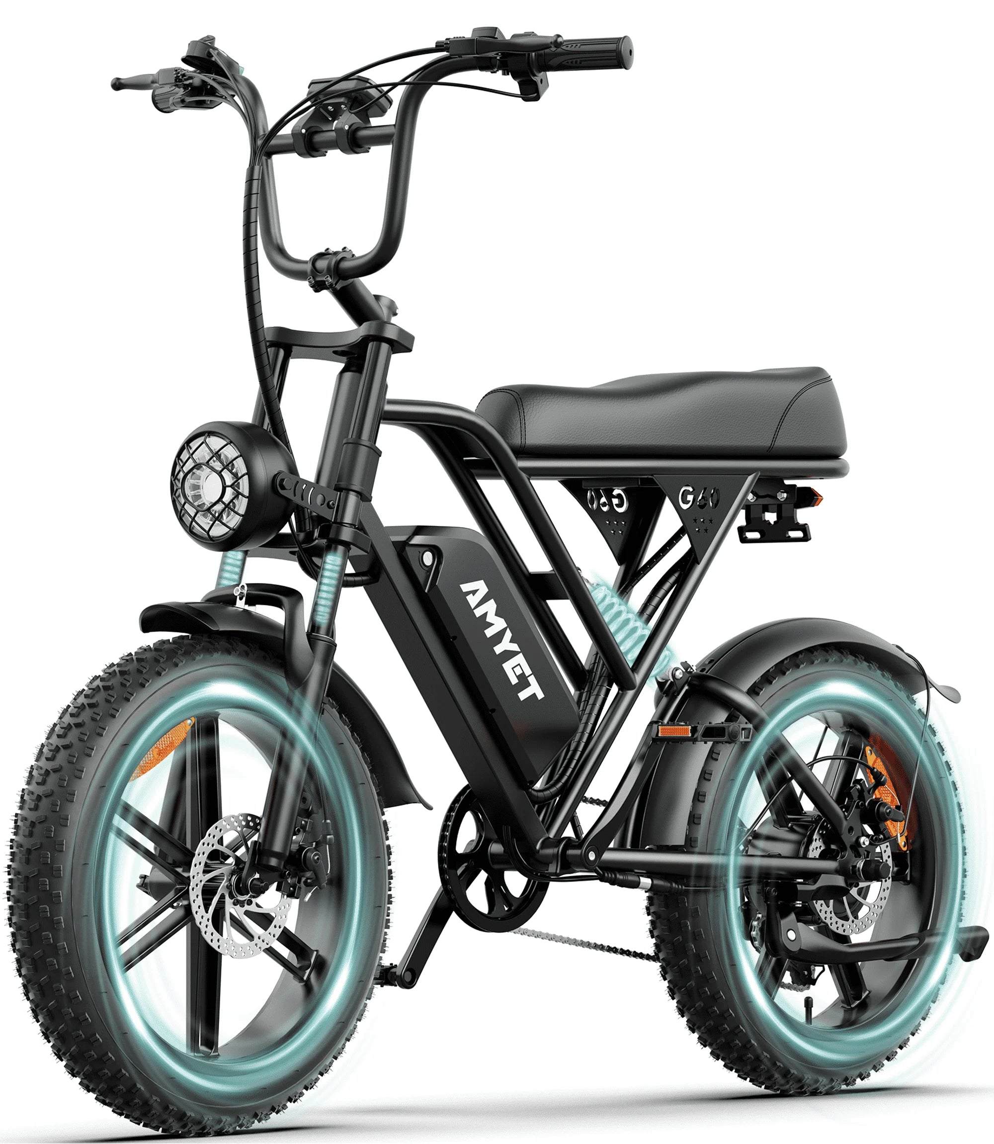 AMYET G60 Peak 1500W Electric Bike, 20" Fat Tire E - Mountain Bikes, 48V 20ah 32MPH Ebike for Adults Full Suspension UL2849