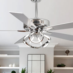 Parrot Uncle 52 - Inch Contemporary Chrome Ceiling Fan with Integrated LED Lights and Remote Control