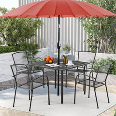 AECOJOY 39.4" Outdoor Patio Dining Table for 4, Metal Patio Table with 1.6" Umbrella Hole