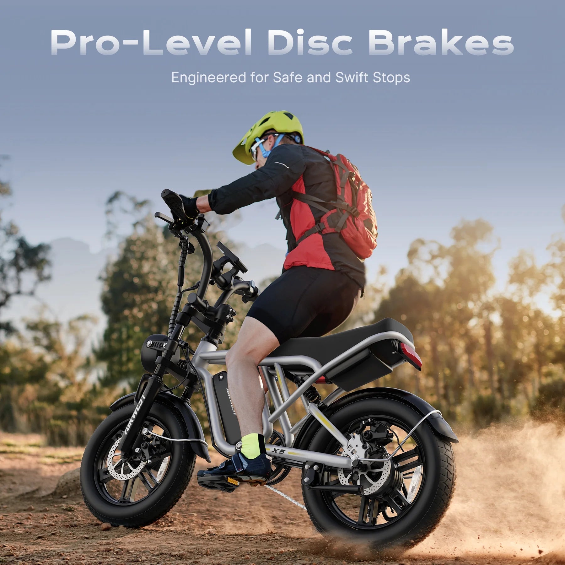 AIRWEST Peak 1000W Electric Bike for Adults - Reaches 25MPH, 65 Miles Long Range, 48V 13ah Battery, Full Suspension, 7 - Speed, 20" Fat Tire Electric Motorcycle Dirt Bike, UL2849