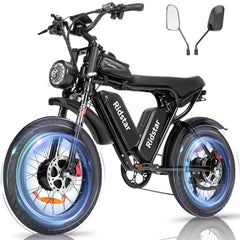 Ridstar Electric Bike for Adults Q20, 1200W 30MPH, 48V 15.6ah Electric Bicycle, 7 Speed Full Suspension Mountain Bike UL2849
