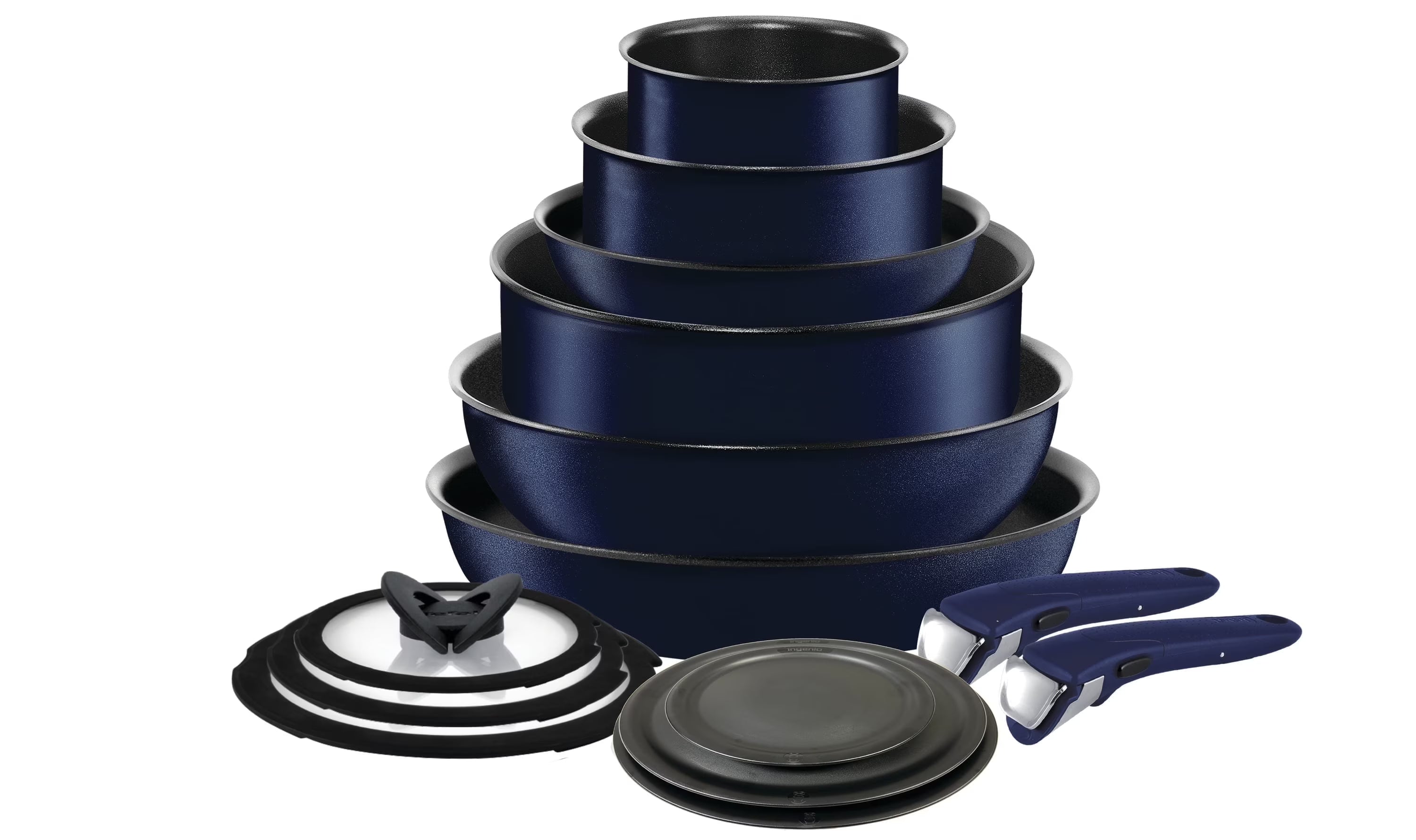 T - Fal Ingenio Expertise Nonstick 14 - Piece Cookware Set, Induction Oven Safe up to 500F, Detachable Handle, Onyx Black