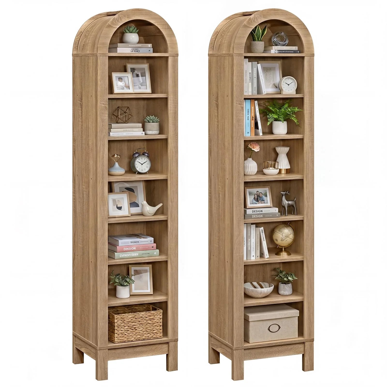 Tangkula 71" Tall Arched Bookcase for Living Room