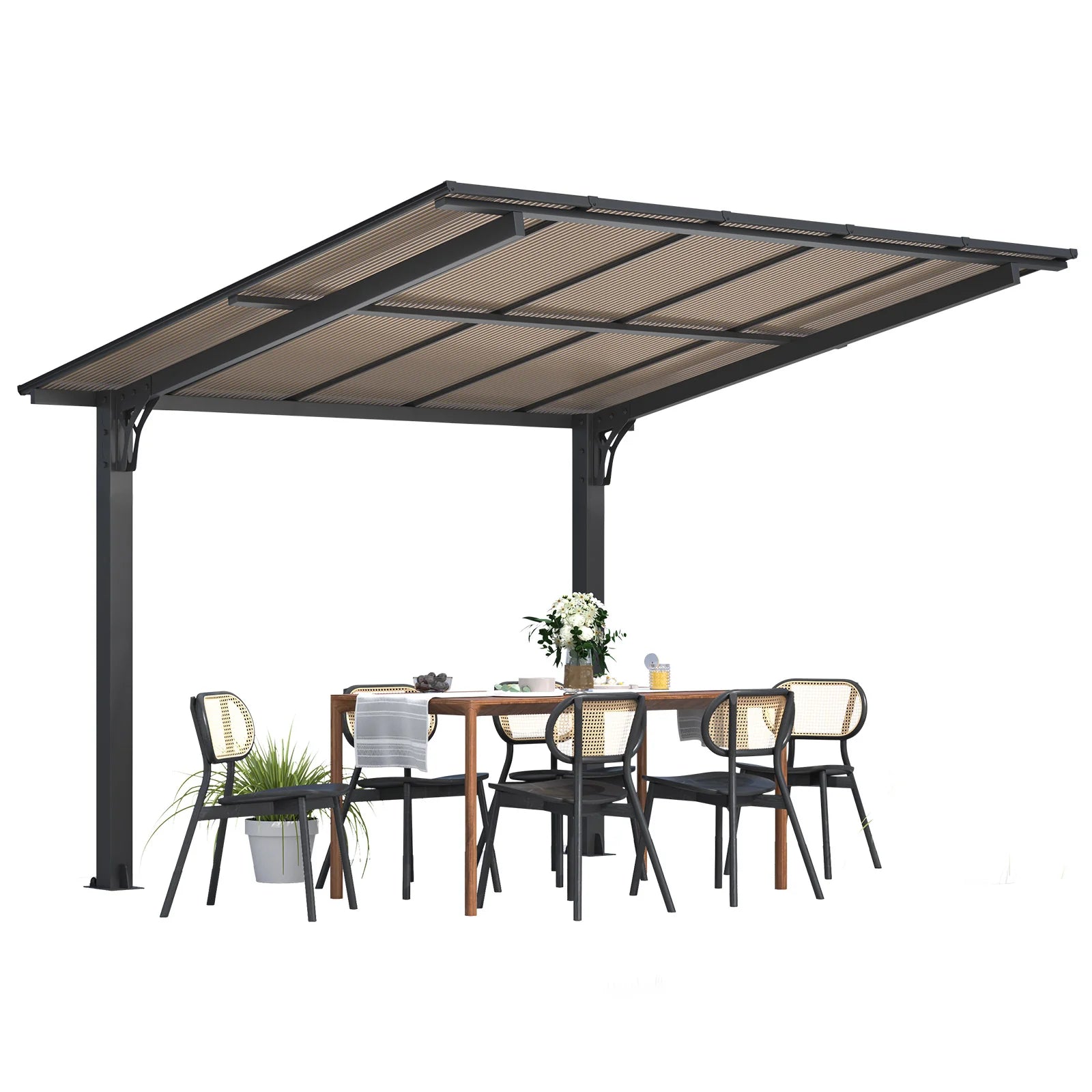 AECOJOY 10' x 8' Gazebo Outdoor Pergola for Patio, 8x10 Freestanding Lean to Hard Top Grill Gazebo