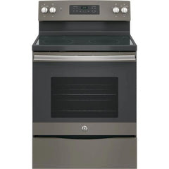 Ge? Appliances 30??free - Standing Electric Range Model JB645RKSS in Stainless Steel. APPROXIMATE DIMENSIONS (Hxwxd) 47 Height x 29 7/8 Width x 28 Dimension In. Two 9"/6" Power Boil Elements, Self - Clean Oven and Dual - Element Bake