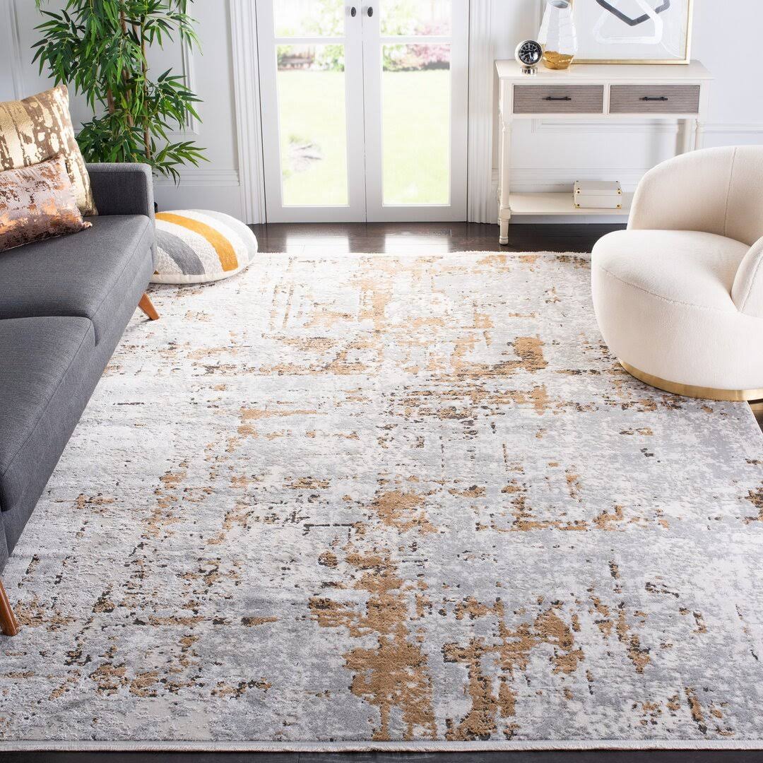 Broadway Abstract Gray / Gold Area Rug Williston Forge Rug Size: Rectangle 4' x 6'