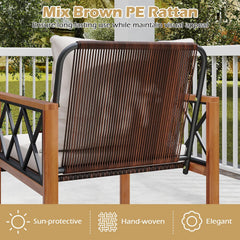 Tangkula 5 Pieces Wicker Patio Conversation Furniture Set