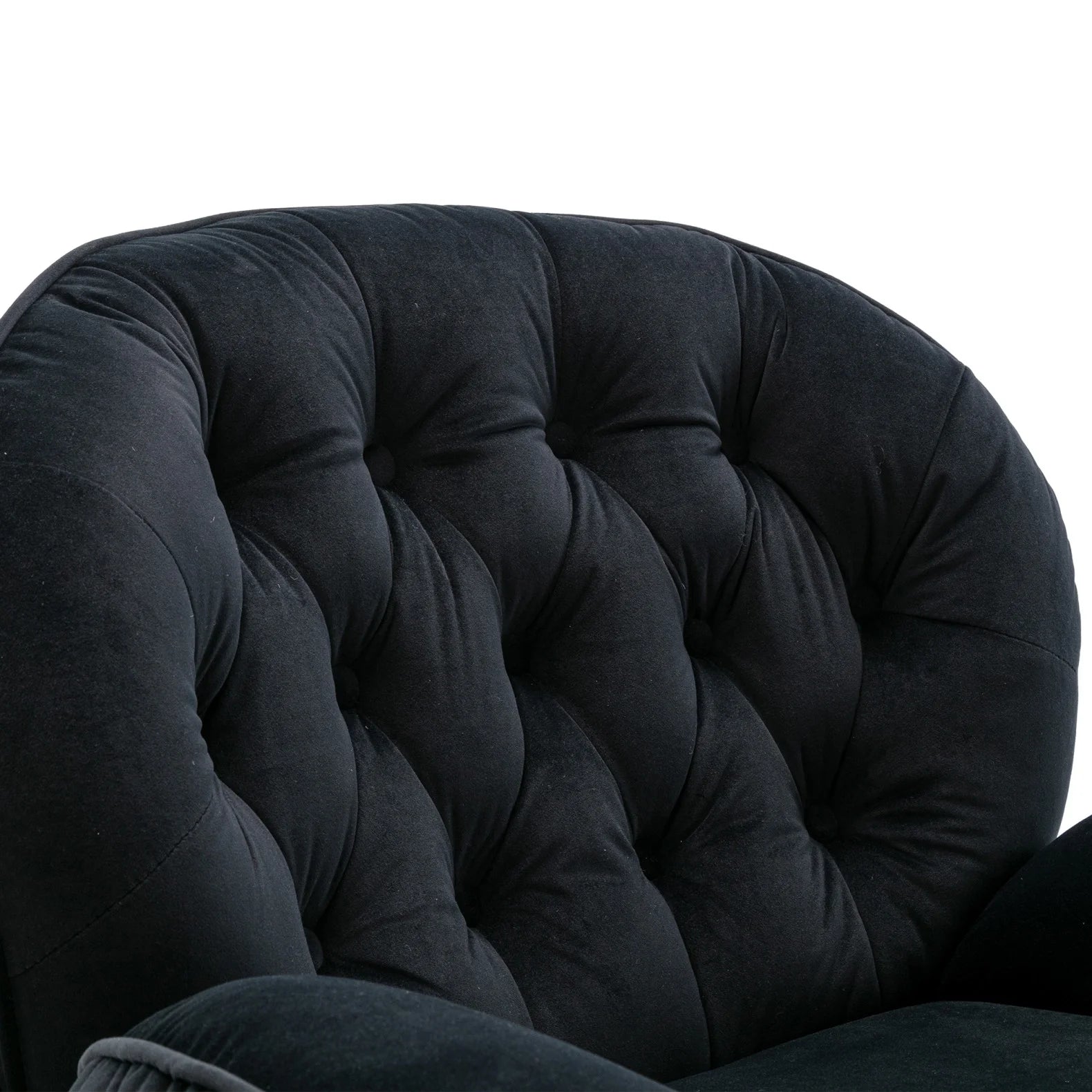 Velvet Swivel Accent Chair with Ottoman, Modern Chaise Lounge Chair with Metal Frame and Footstool, Comfy Armchair Reading Chair for Living Room Bedroom Office, Blue