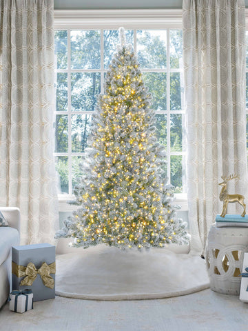 7' Prince Flock Artificial Christmas Tree with 400 Warm White LED Lights