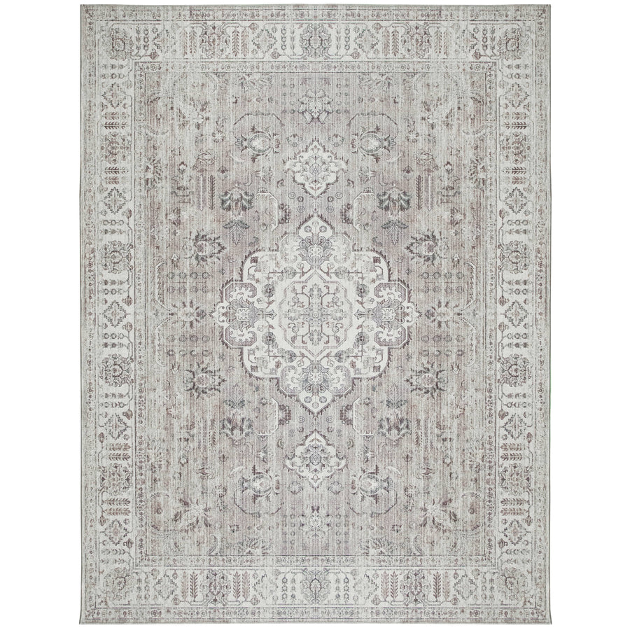 ReaLife Persian Area Rug - Machine Washable-Stain Resistant - Recycled fibers - Living Room Dining Room - Ava Beige-Ivory - 5x7 ft