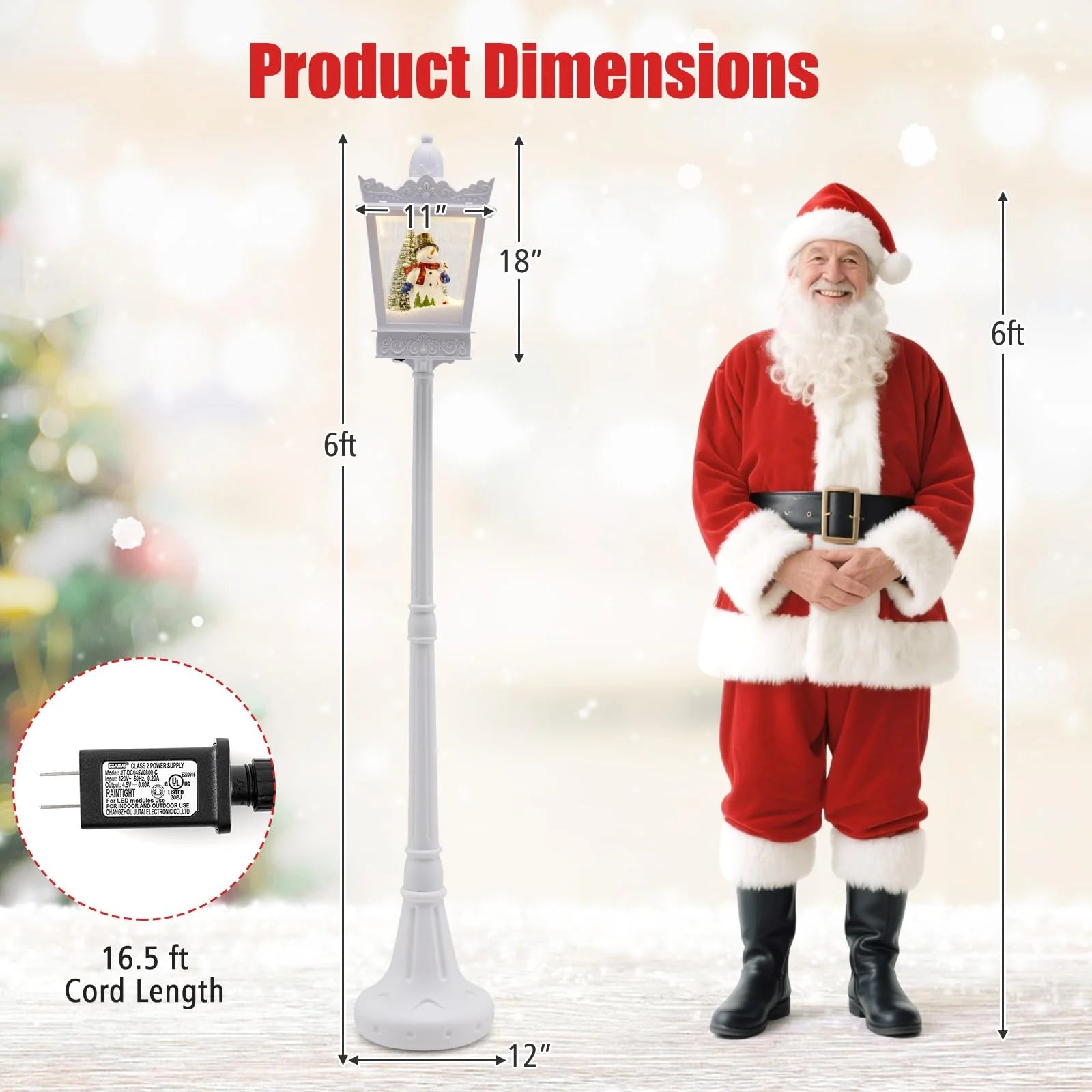 Tangkula 8 ft Musical Christmas Street Light Indoor/Outdoor Lamp Post with Warm White LEDs
