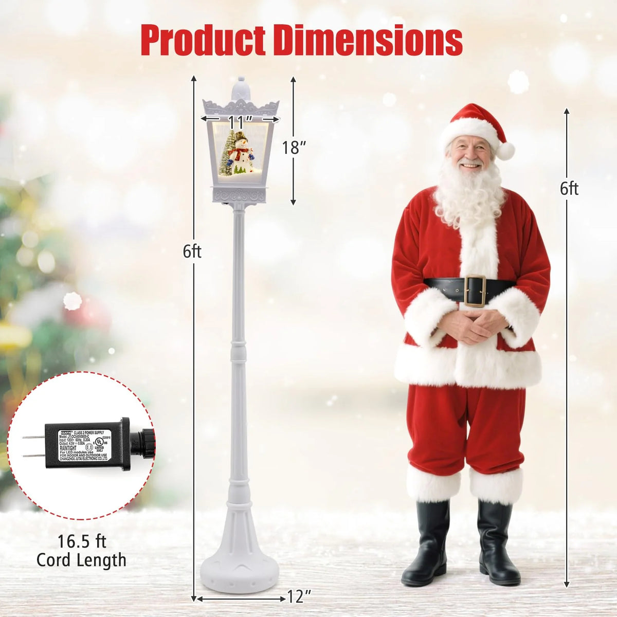 Tangkula 8 ft Musical Christmas Street Light Indoor/Outdoor Lamp Post with Warm White LEDs