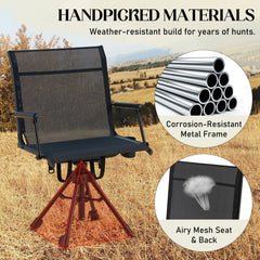 AECOJOY No Cushion Hunting Chair, Durable Metal Frame, Silent Swivel for Outdoor Shooting & Fishing