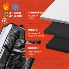 Large Insulated Food Delivery Bag, Expandable Cooler Backpack for Doordash Uber Eats, Reflective Strip Cup Holders, Reusable Pizza Carrier with Hand Straps, Bike Motorcycle Use