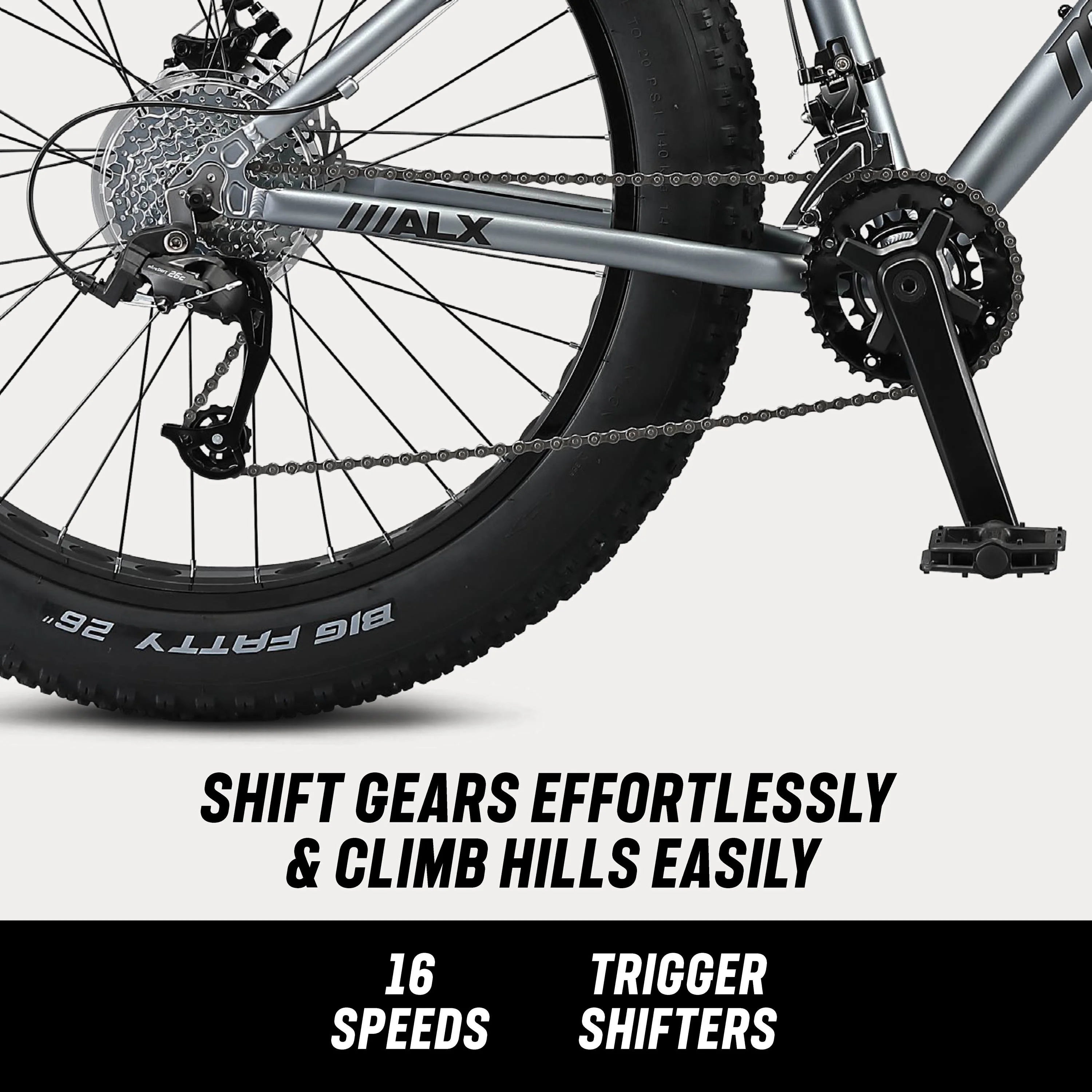 26 - In. Dolomite ALX Unisex Fat Tire Mountain Bike, Gray