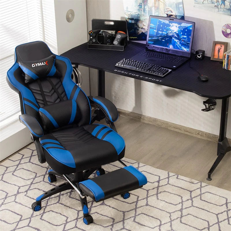 Ergonomic Gaming Chair Recliner with Footrest, Linkage Armrests & Lumbar Support, Big Wide High Back Swivel Video Gaming Office Computer Chair