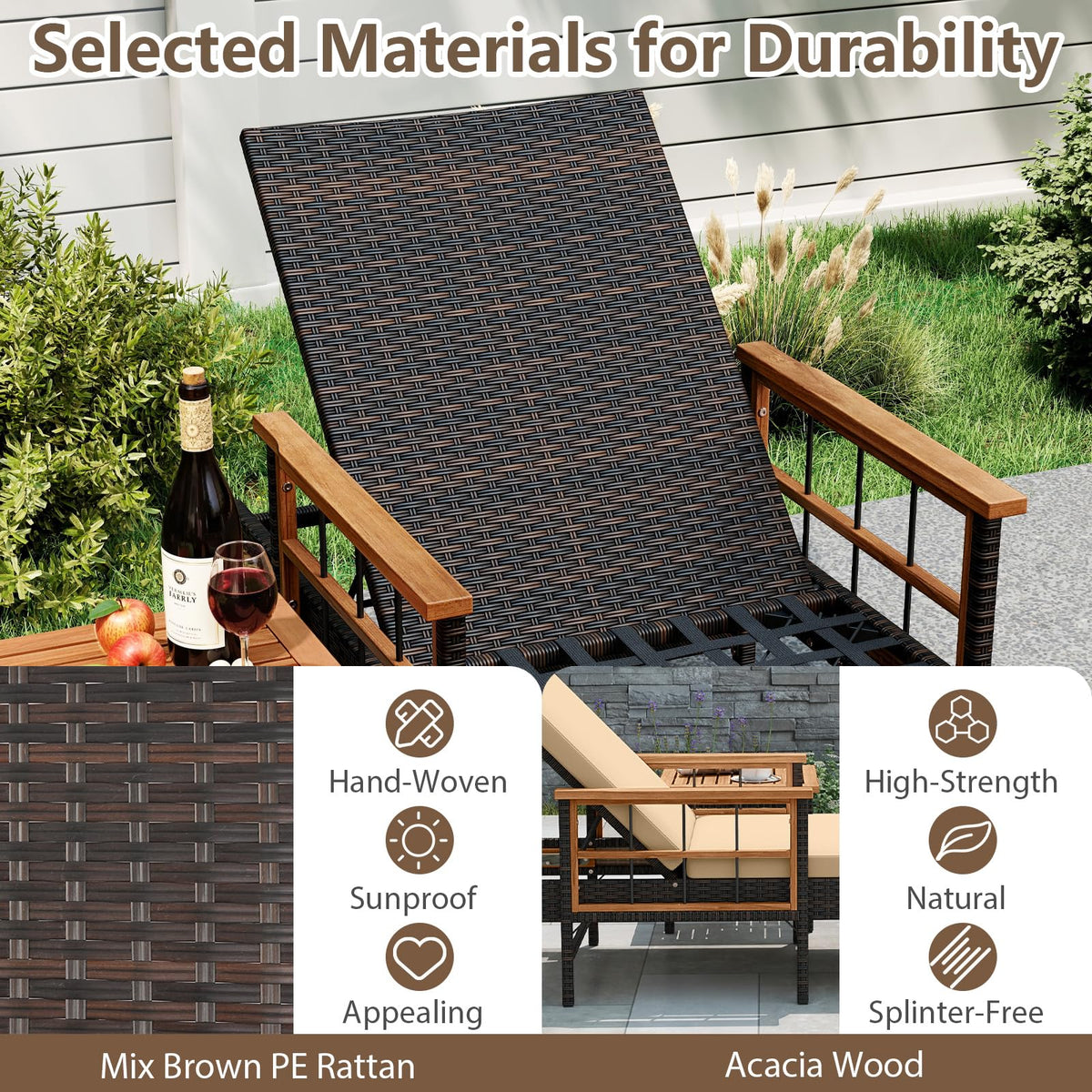 Tangkula Lounge Chair Outdoor with Soft Cushions for Outside