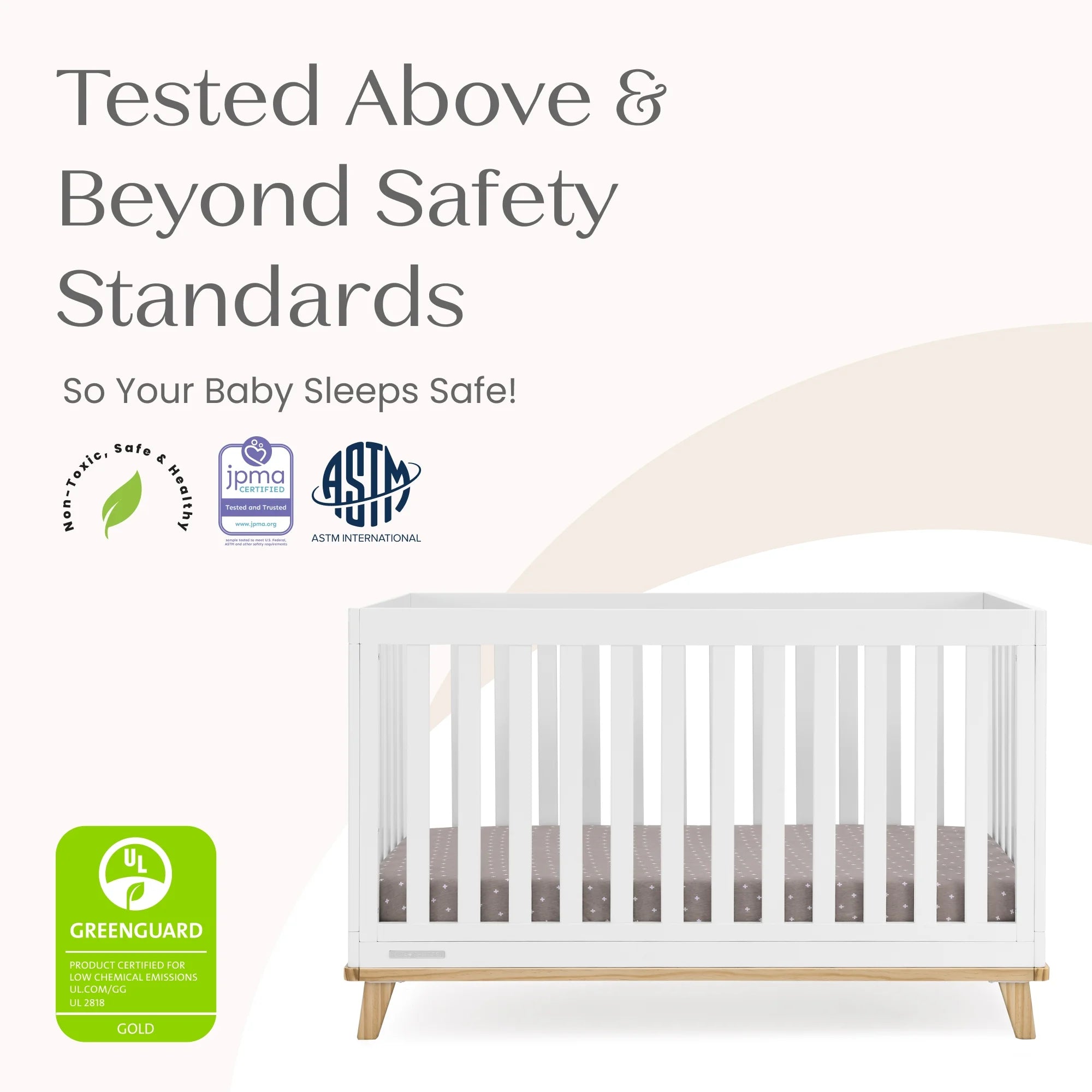 Delta Children Frankie 4 - in - 1 Convertible Crib - Greenguard Gold Certified, Black with Natural