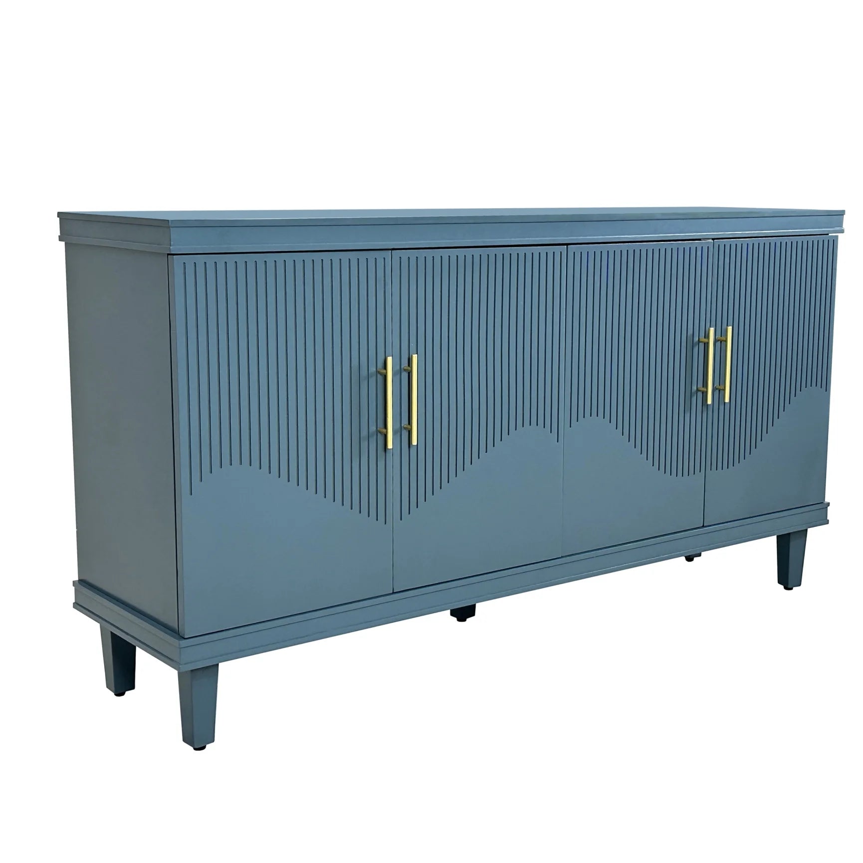 Large 4 - Door Storage Cabinet with Adjustable Shelves, Modern Multi - Room Organizer for Living Room, Kitchen, Bedroom, Hallway - Blue