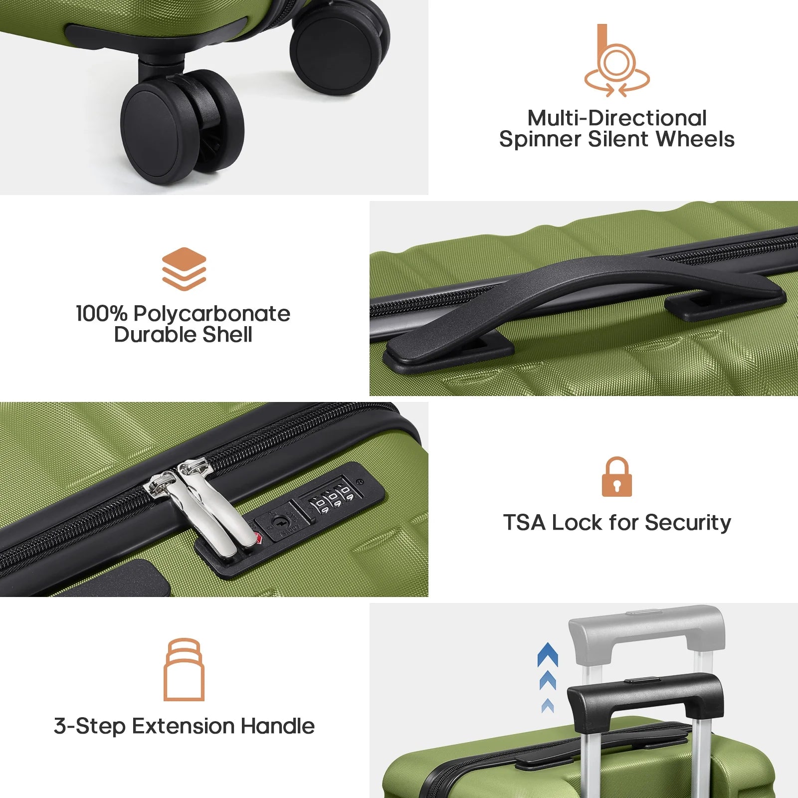 MIUSSE Luggage Sets 3 Piece, 20 in Carry on Luggage with Wheels, 100% PC Hardshell Suitcase with TSA Lock, Carry on Suitcases Airline Approved with Travel Backpack for Men Women