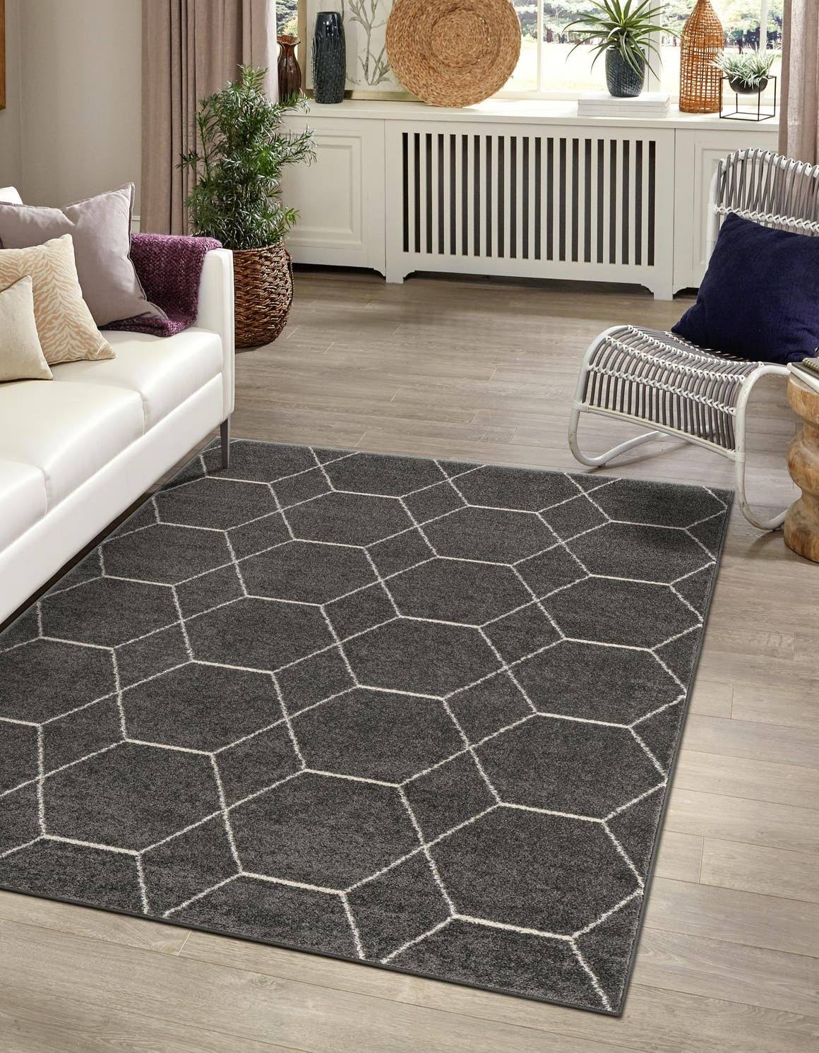 Unique Loom Geometric Trellis Frieze Rug, Dark Gray (3' 3 x 5' 3)