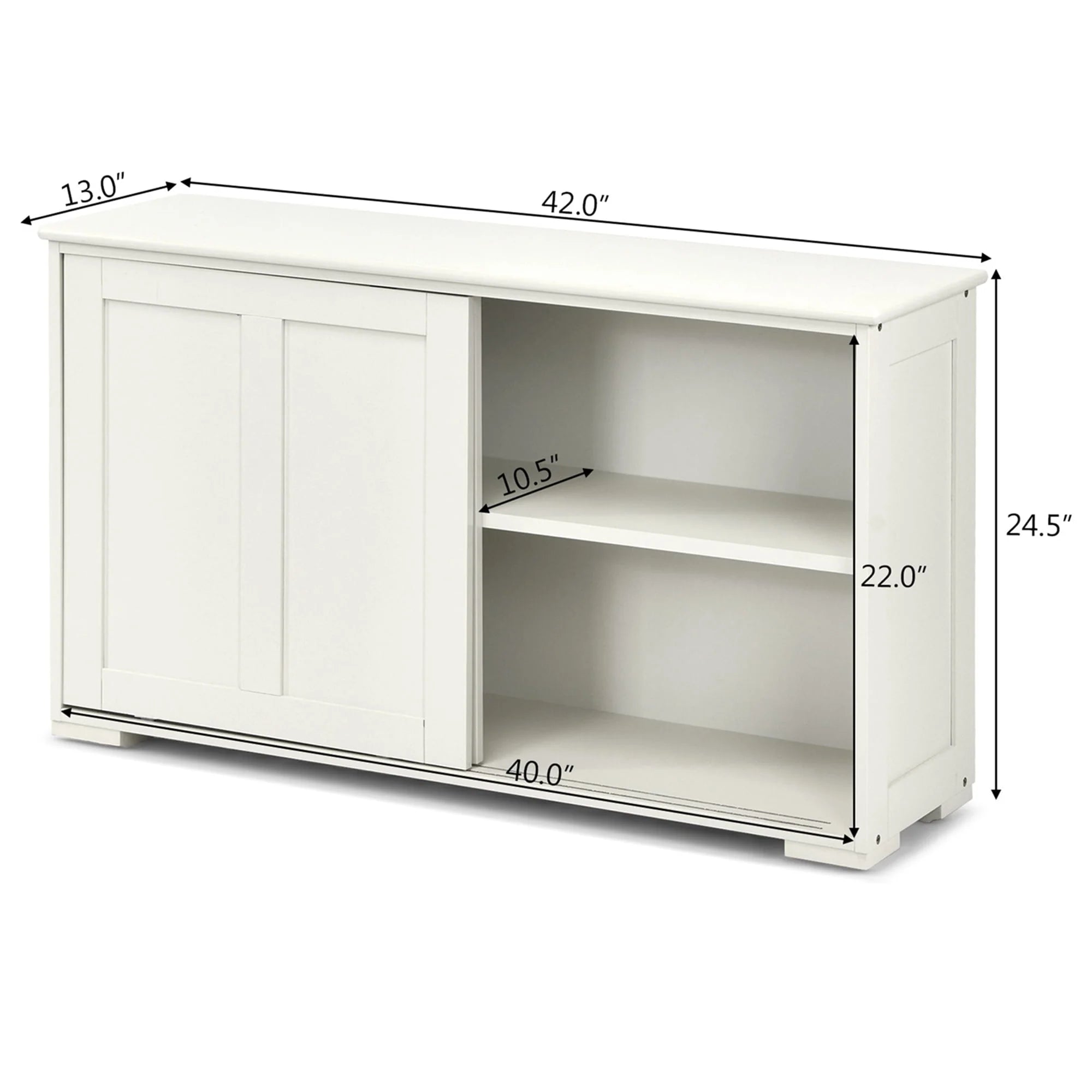Costway Kitchen Storage Cabinet Sideboard Buffet Cupboard Wood Sliding Door Pantry Cream White