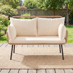 Tangkula PE Rattan Patio Wicker Loveseat