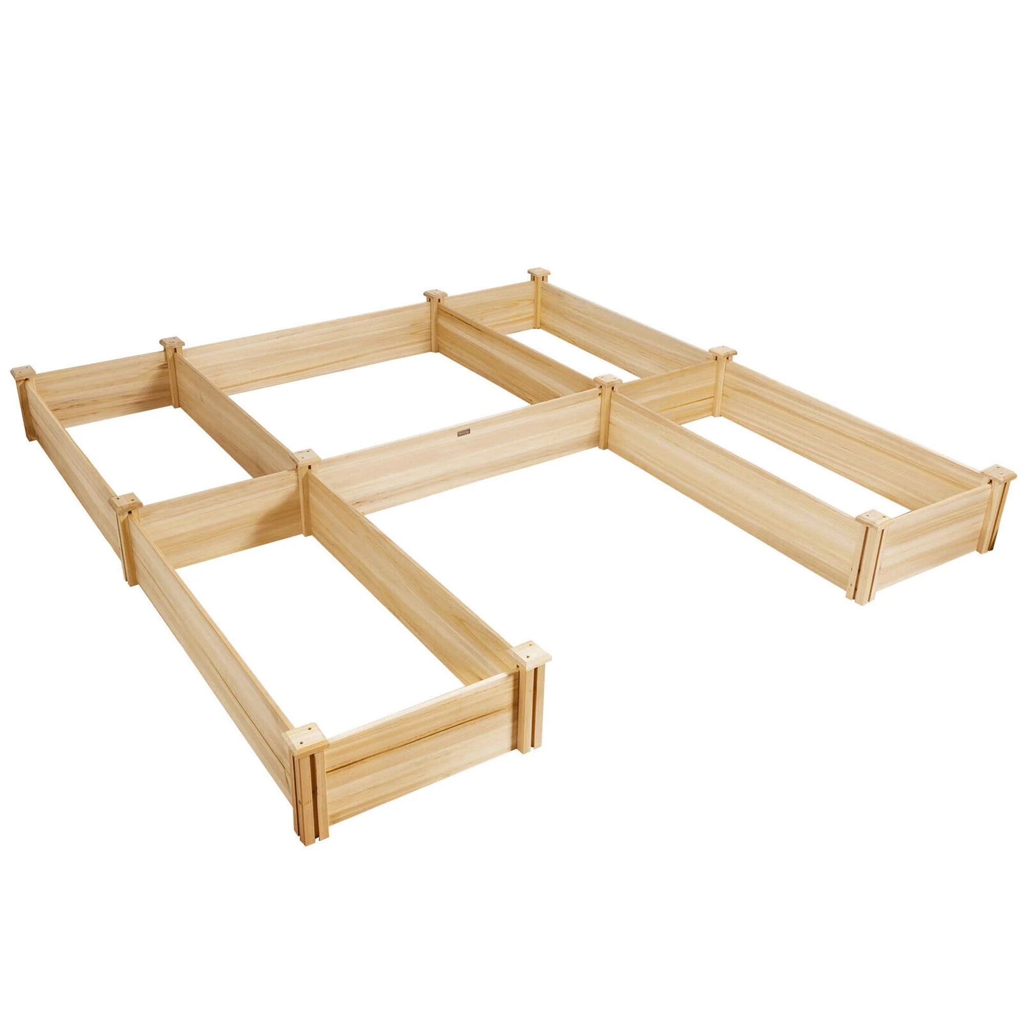 U-Shaped Raised Garden Bed, 92.5" x 95" Extra Large Fir Wood Planter Box for Vegetables & Flowers, 5-Tier Modular Design for Backyard Patio