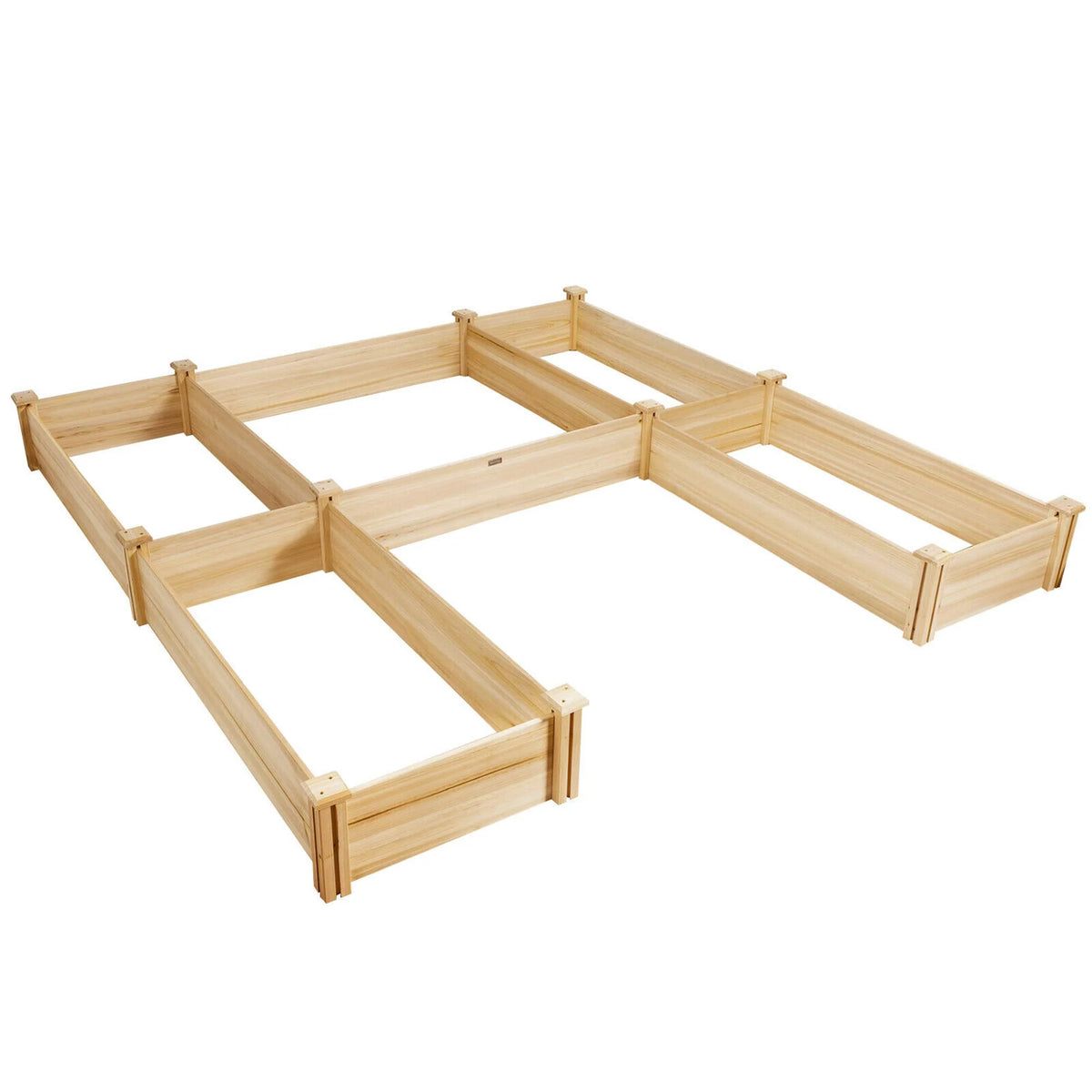 U-Shaped Raised Garden Bed, 92.5" x 95" Extra Large Fir Wood Planter Box for Vegetables & Flowers, 5-Tier Modular Design for Backyard Patio