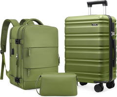 MIUSSE Luggage Sets 3 Piece, 20 in Carry on Luggage with Wheels, 100% PC Hardshell Suitcase with TSA Lock, Carry on Suitcases Airline Approved with Travel Backpack for Men Women