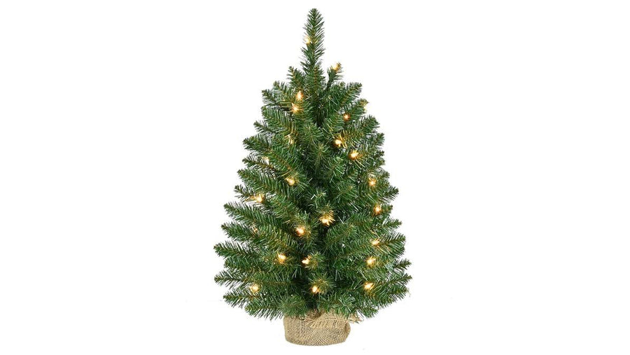 Red Shed 2 ft. Christmas Tree with 35 Clear Lights and Burlap Base
