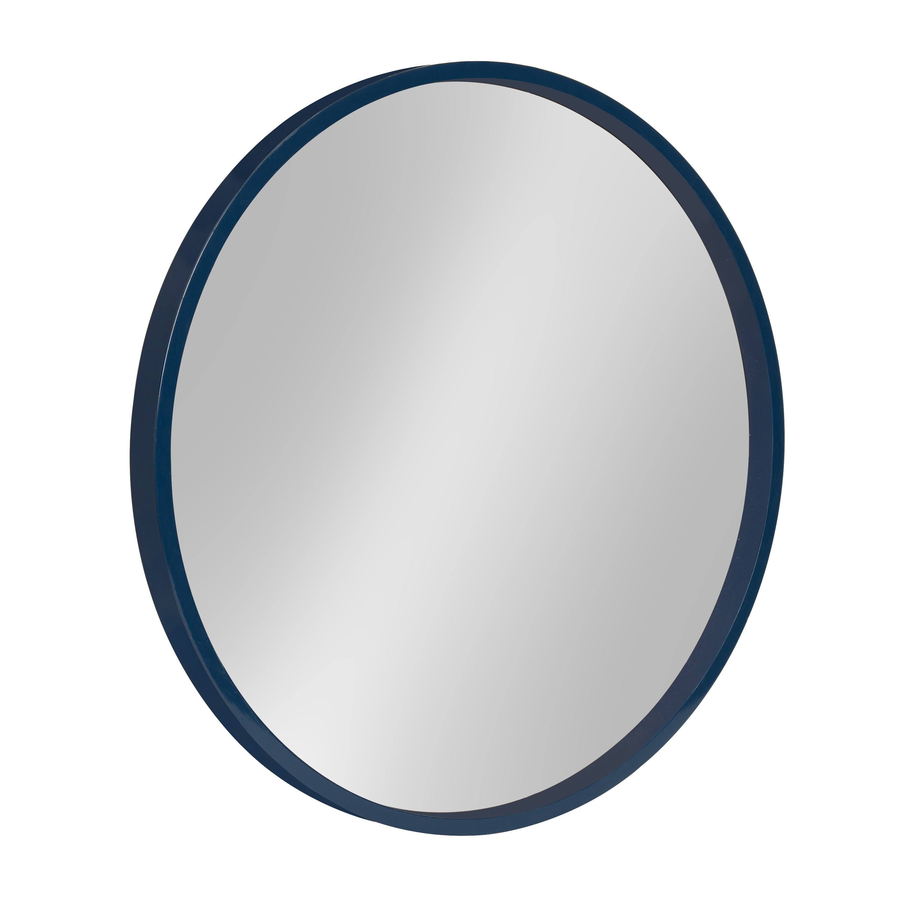 Kate and Laurel Travis Round Wood Wall Mirror, 21.6" Diameter, Navy Blue, Modern Wall D��cor Accent