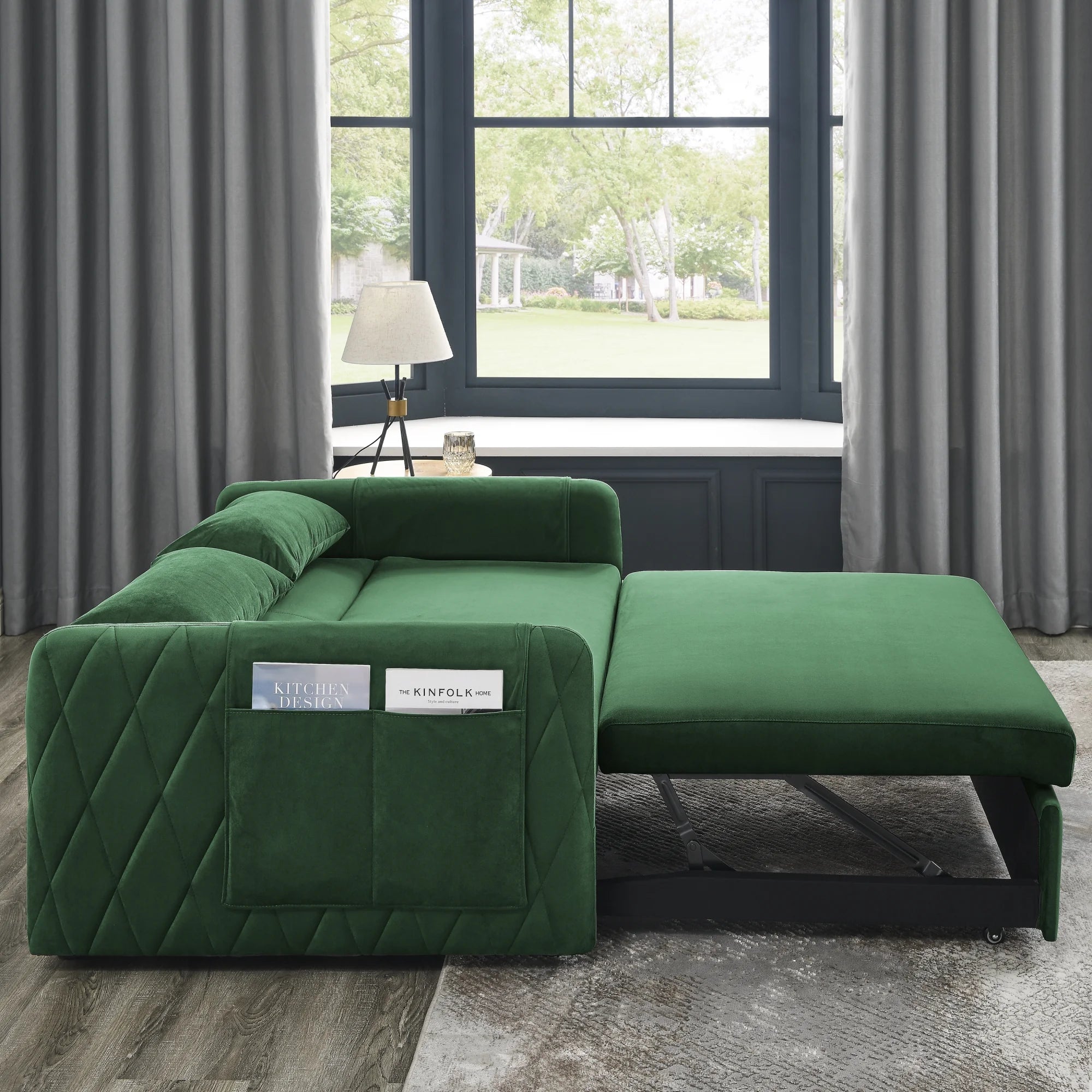 Convertible Sofa Bed, 3 in 1 Sleeper Sofa with 2 Pillows and Adjustable Backrest for Living Room Office, Black
