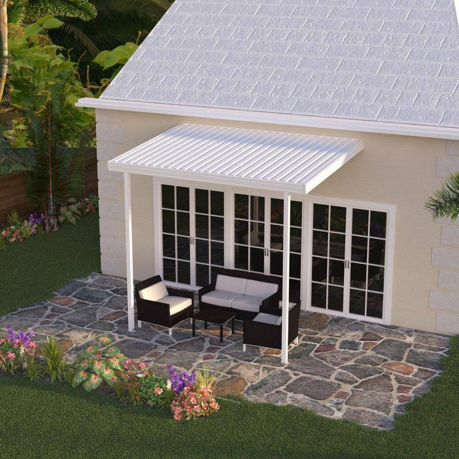 Patio Cover 12 ft. x 8 ft. Rust-Resistant Aluminum White (10 lbs. Live Load)