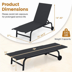 Tangkula Lounge Chair Outdoor 6-Position Recliner Metal Frame  Breathable Fabric (1/2)