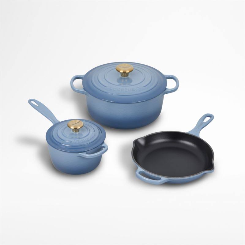 Le Creuset Signature 5-Piece Chambray Cast Iron Cookware Set