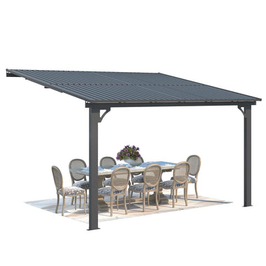 AECOJOY 12x10 Outdoor Hardtop Gazebo Adjustable Height (6.5-9.8Ft) Pergola for Patio