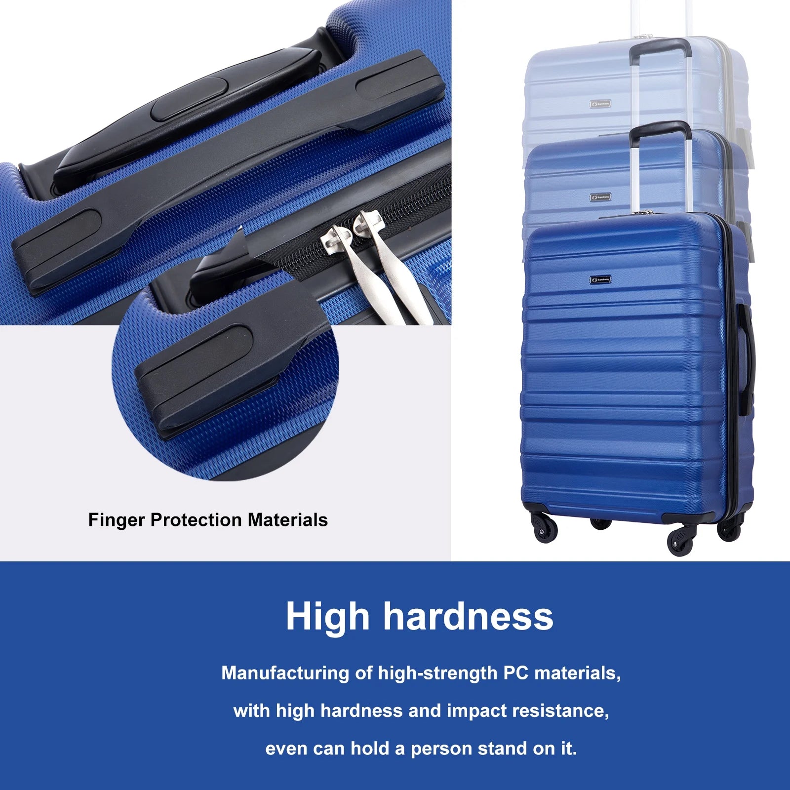 Tripcomp Hardside Luggage Set 3 - Piece Set (21/25/29) Lightweight Suitcase 4 - Wheeled Suitcase Set(Purple)