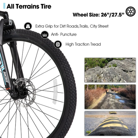 HILAND 26 in Mountain Bike, Mens and Womens Aluminum Frame MTB with 21 Speeds, Dis Brake, Hardtail Bicycle for Adults