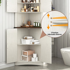 Blotout 68" Tall Farmhouse Corner Cabinet with 4 Doors, 28.3" W Barn Door Storage Cabinet with Adjustable Shelves, 5 Tier Corner Storage Cabinet for Bathroom, Living Room, Kitchen