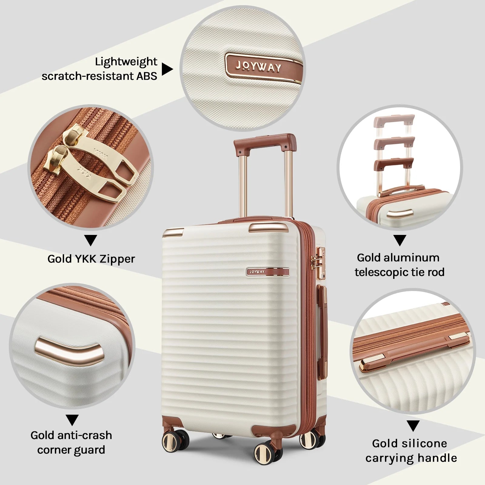 Joyway 3 - Piece Carry - on Luggage Set with Swivel TSA Lock and Leather Carry Bag