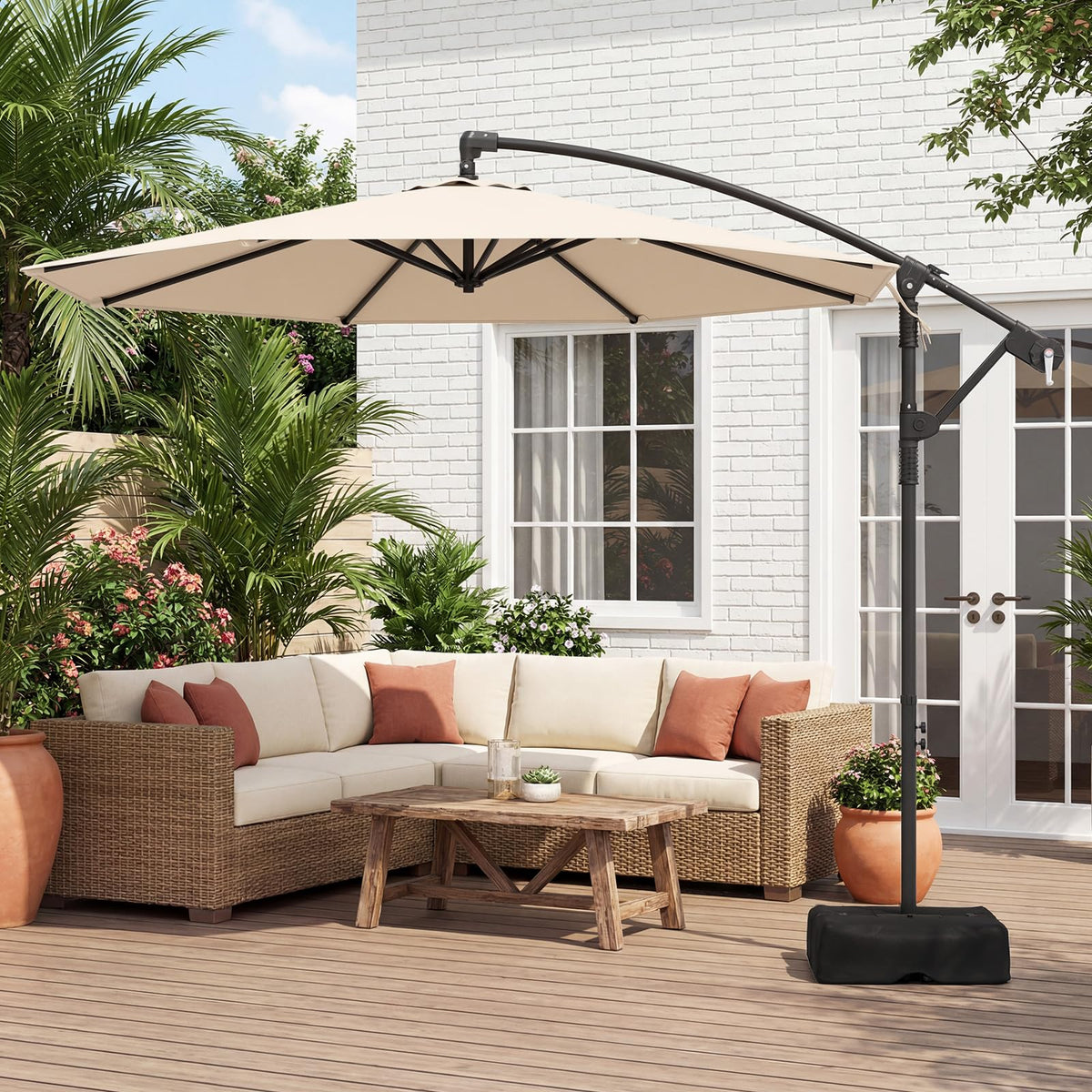 Tangkula 10ft Patio Umbrella with Base Included with 360 Degree Rotation