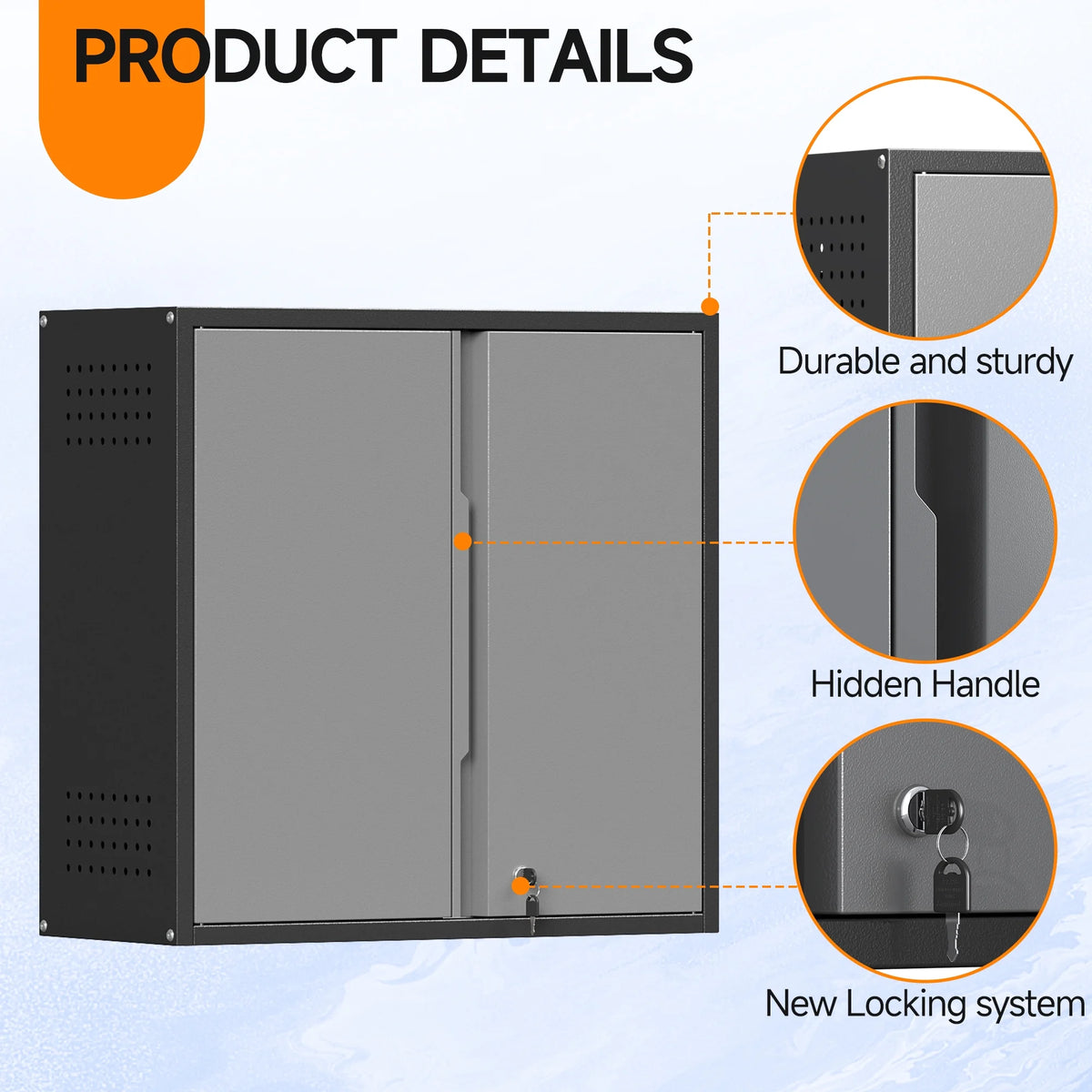 Topass Metal Wall Cabinet with Lockgarage Storage Cabinet, Wall - Mounted Utility Cabinet with Adjustable Shelf & Locking Doors for Workshop, Laundry Room, or Home Office - Easy Assembly, Black