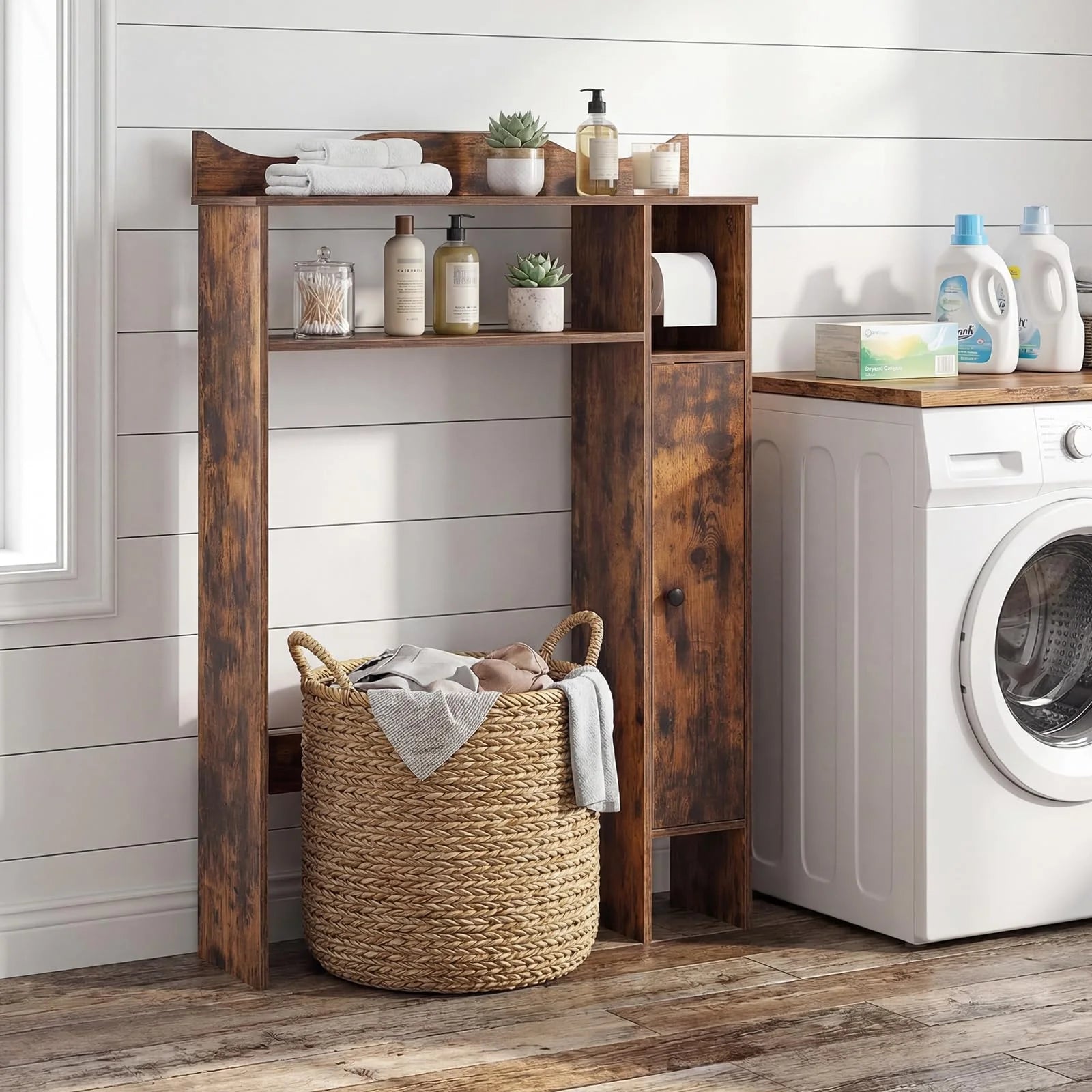 Tangkula Over the Toilet Storage Cabinet with Toilet Paper Holder & Adjustable Shelves