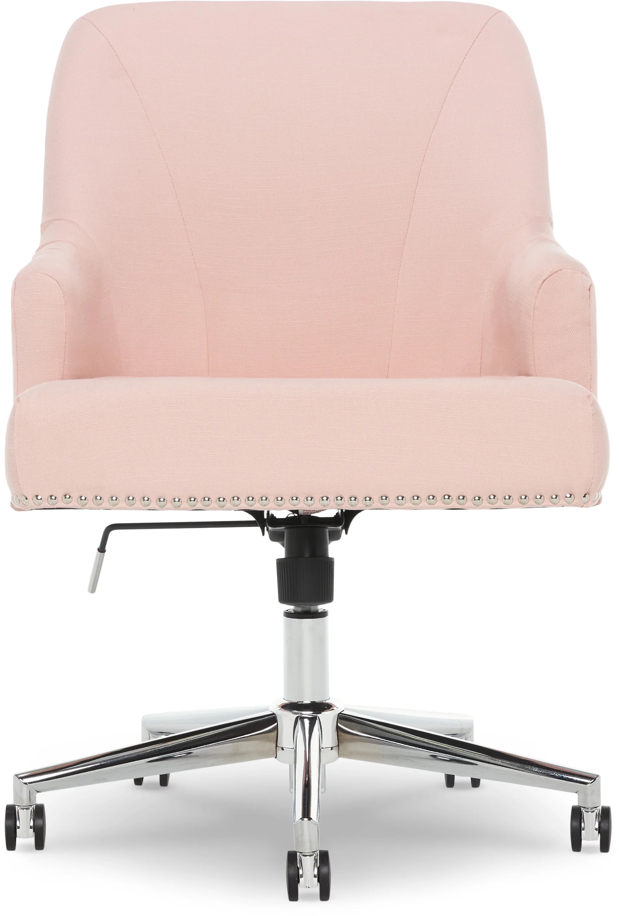 Serta Leighton Home Office Desk Chair Chrome Nailheads Twill Fabric Lilac Purple