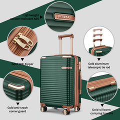 Joyway 3 - Piece Carry - on Luggage Set with Swivel TSA Lock and Leather Carry Bag