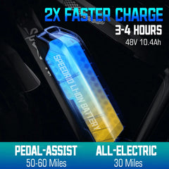 Funcid Electric Bike, 26" 4.0 Fat Tire Electric Bike for Adults 500W Adult Electric Bicycles Electric Mountain Bike W/ 48V 10.4ah Battery and Lockable Suspension Fork Ebike for Mountain Beach Snow